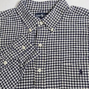Ralph Lauren Button Down Mens XL Navy Gingham Blake Cotton Long Sleeve Shirt